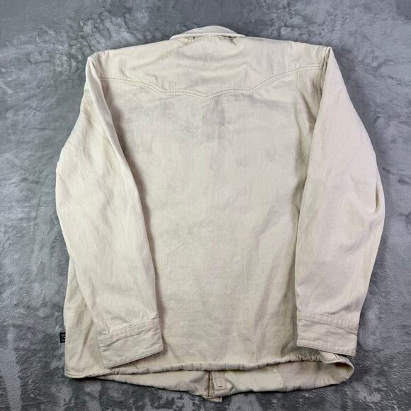 Howler Bros Dust Up Denim Pearl Snap Shirt Mens XL Ivory Yoakam Long Sleeve - Picture 2 of 8